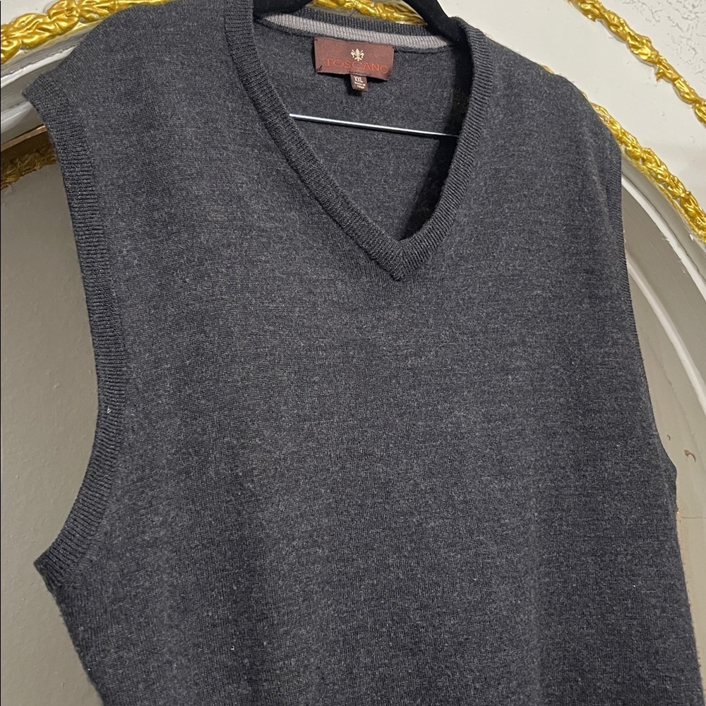 TOSCANO 100% Merino Wool Sweater Vest | Dark Gray | XXL - Picture 3 of 6